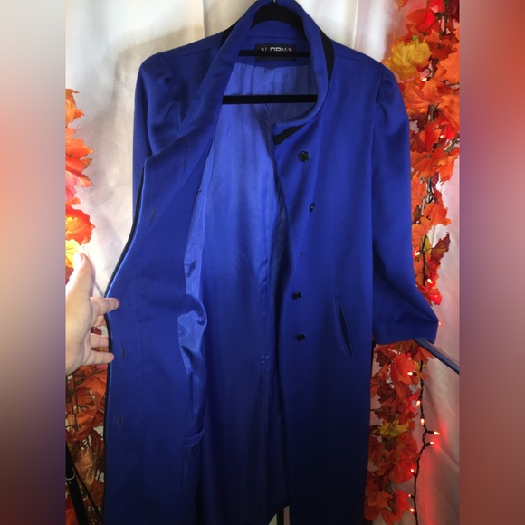 Alorna | Women’s Vintage Blue/Black 100% Pure Wool Trench Coat - Picture 9 of 14